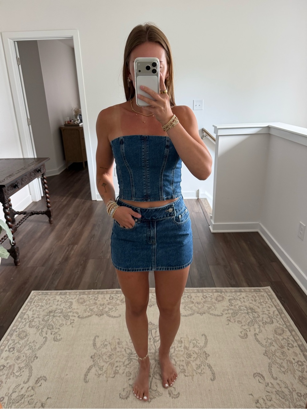 Meshki Blue Denim Mini Skirt